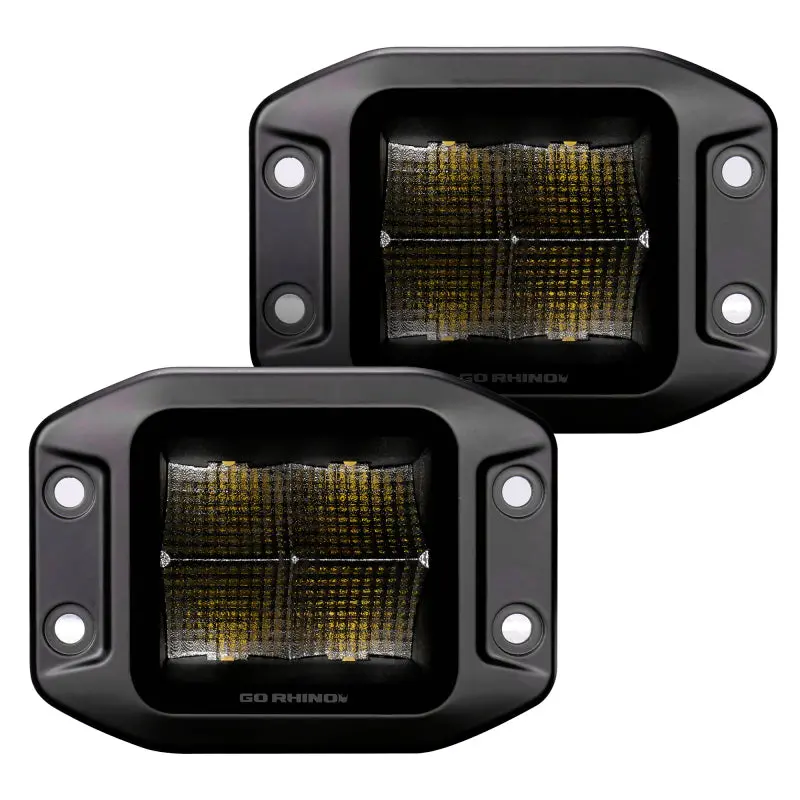 Go Rhino Xplor Blackout Cube Led Flood Light Kit – 3X3 Inches, Flush-Mount Design, Pair, Matte Black 1