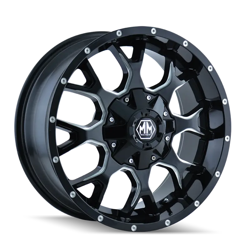 Mayhem Warrior 8015 Alloy Wheel – 20X9", 6X135Mm Bolt Pattern, 18Mm Offset, 106Mm Hub Bore (Black W/ Milled Spokes) 1