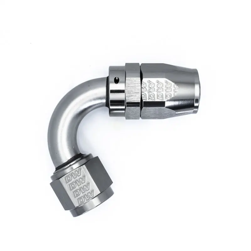 Deatschwerks 10An Female Swivel Hose Fitting – 120° Angle, Matte Black Anodized 1