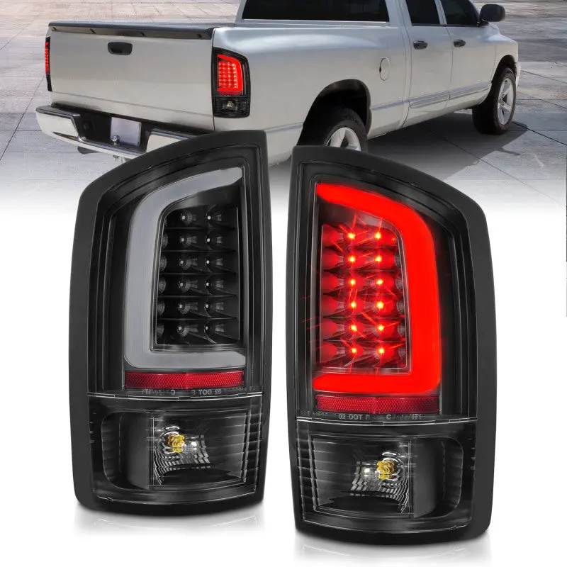 Anzo Led Tail Light Assembly – Black Housing With Clear Lens And Integrated Light Bar For 2002–2006 Dodge Ram 1500 1