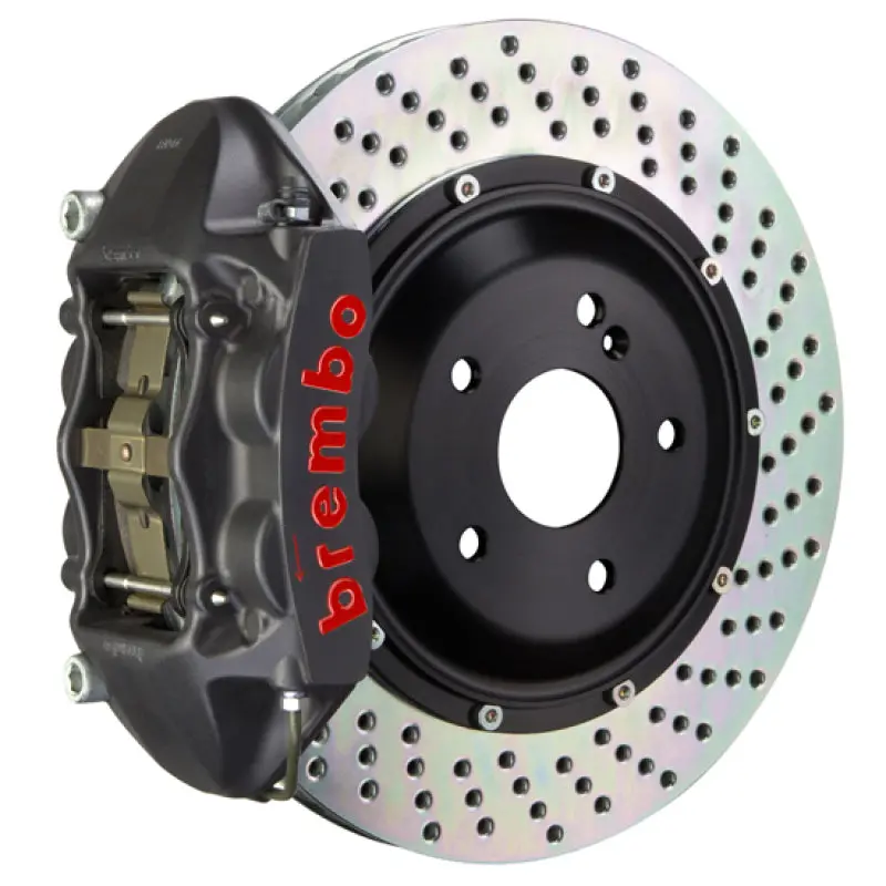 Brembo 11-18 Cayenne Turbo Rear Gts Bbk 4 Piston Cast 380X28 2Pc Rotor Drilled-Black Ha 1
