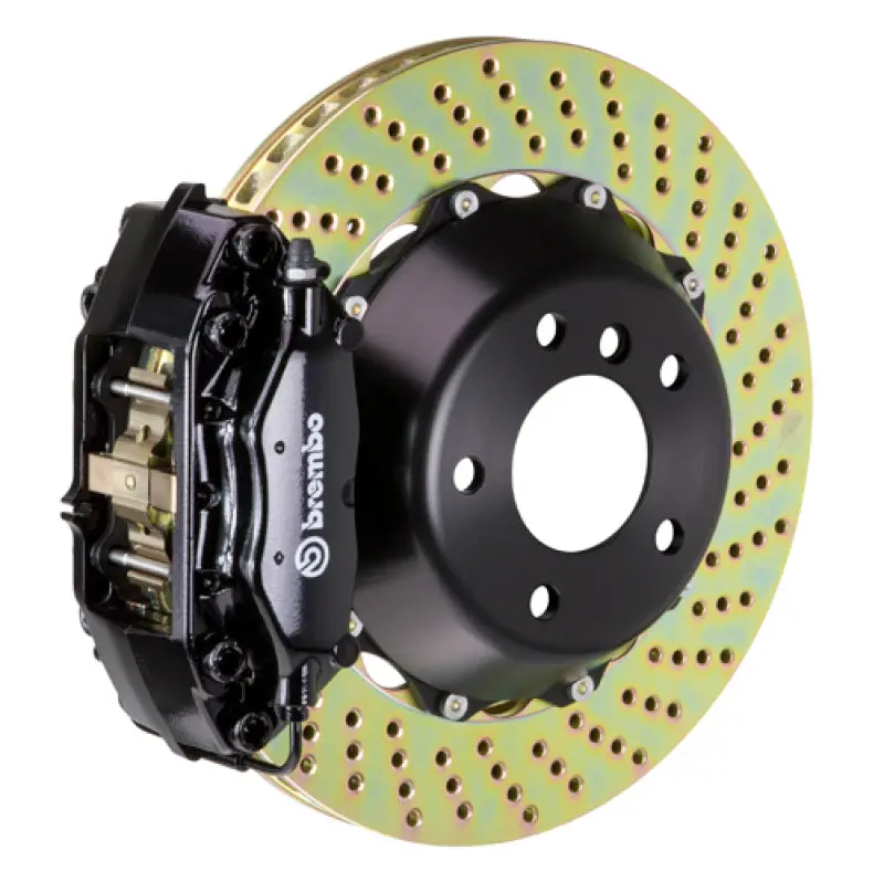Brembo Gt Rear Big Brake Kit For 2011–2012 Bmw 1M – 345×28Mm Two-Piece Drilled Rotors, 4-Piston Calipers (Black) 1